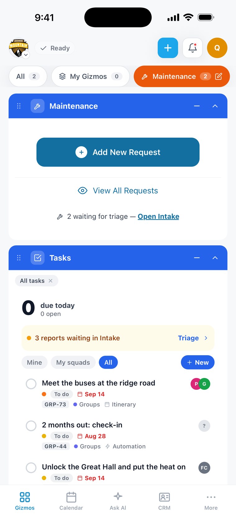 The One App on a phone — Maintenance